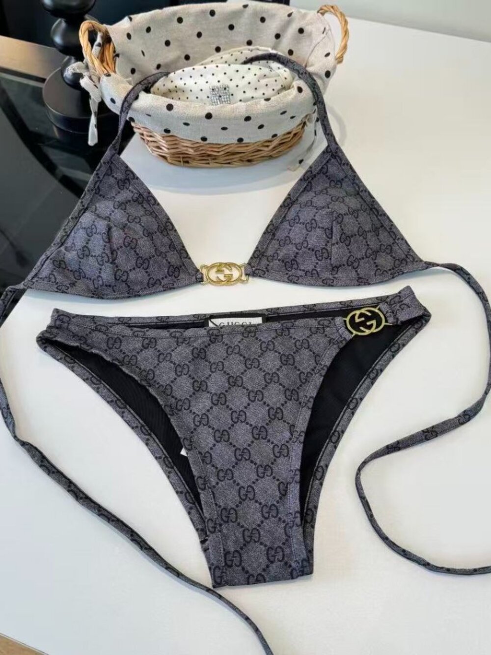 Gucci Double G Monogram Halter Triangle Bikini